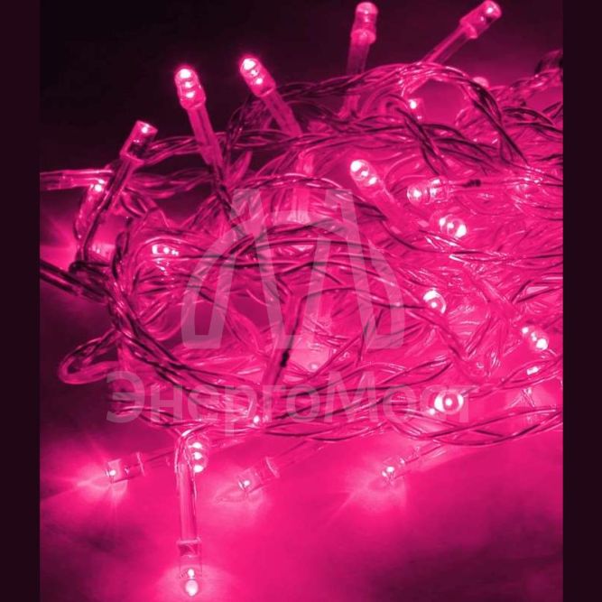 Гирлянда светодиодная 50LED провод 6.5м 8 режимов мигания роз. Космос KOC_GIR50LED_P
