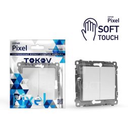 Выключатель 2-кл. СП Pixel 10А IP20 механизм айс TOKOV ELECTRIC TKE-PX-V2-C34