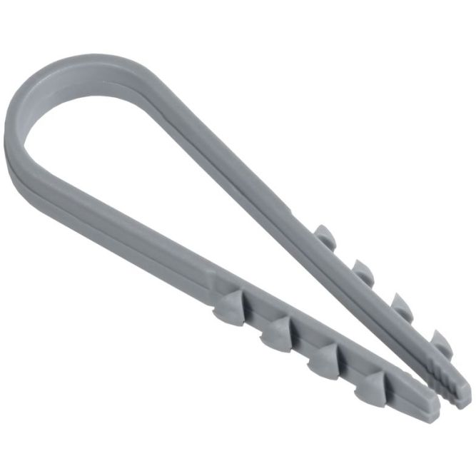 Дюбель-хомут 11х18мм для круглого кабеля нейлон сер. (уп.100шт) GENERICA UDH13-11-18-100-K03-G