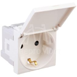 Розетка 1-м 2мод. Avanti &amp;quot;Белое облако&amp;quot; 16А IP41 2P+E защ. шторки с крышкой бел. DKC 4400012