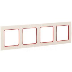 Рамка 4-м Стокгольм бел. с линией цвета красн. PROxima EKF EAM-G-305-10