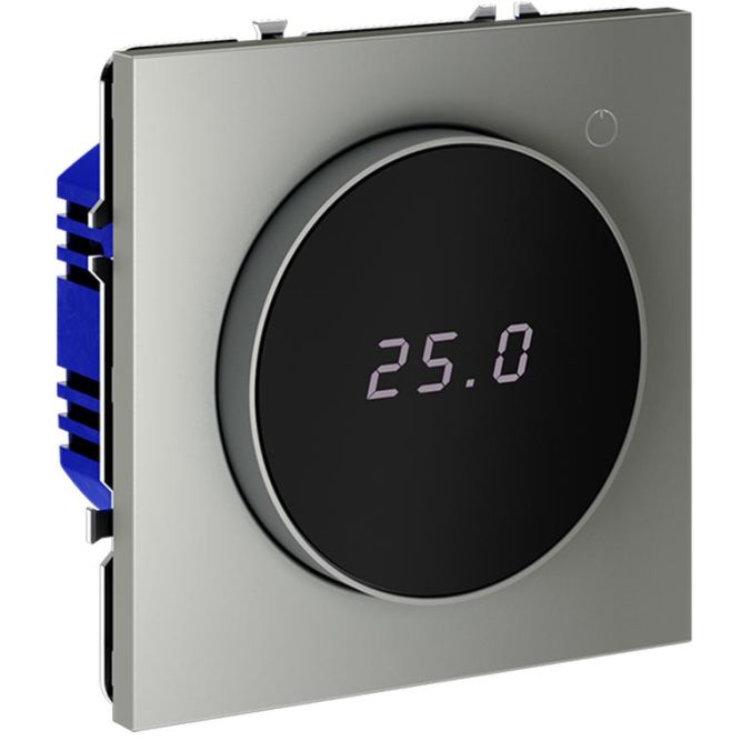 Терморегулятор электронный S70 с индикацией и датчиком для теплого пола механизм сталь Voltum VLS070105