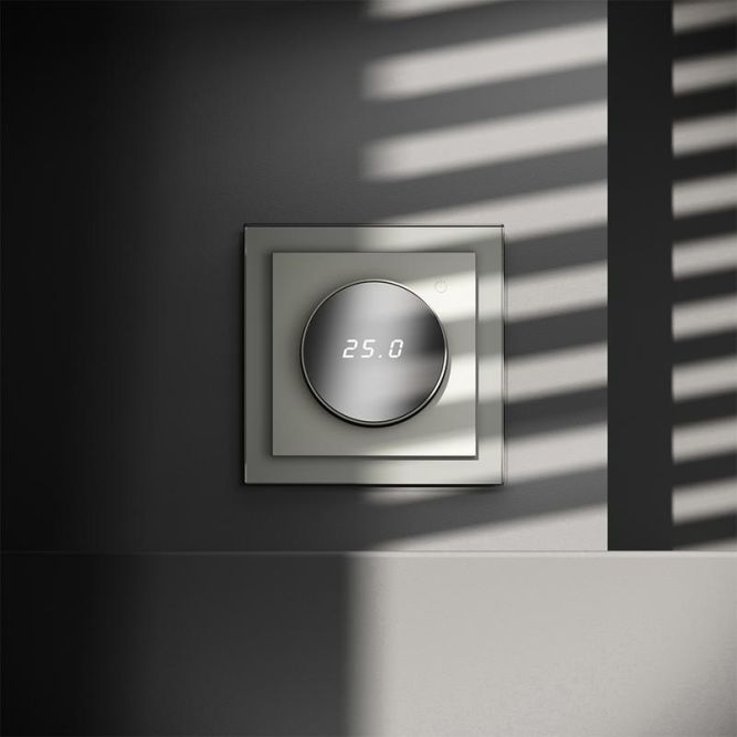 Терморегулятор электронный S70 с индикацией и датчиком для теплого пола механизм сталь Voltum VLS070105