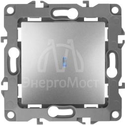 Механизм выключателя 1-кл. СП Эра12 10А IP20 12-1102-03 250В 10AX с подсветкой алюм. Эра Б0014635