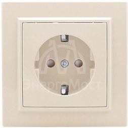 Розетка 1-м СП Минск 16А IP20 с заземл. защ. шторки беж. EKF ERR16-028-200