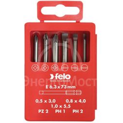 Набор бит SL/PZ/PH Industrial 73мм в кейсе 6 бит FELO 03092716