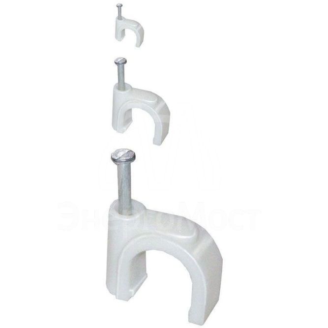 Скоба крепежная круглая 16мм пластик. (уп.100шт) IEK USK11-16-100