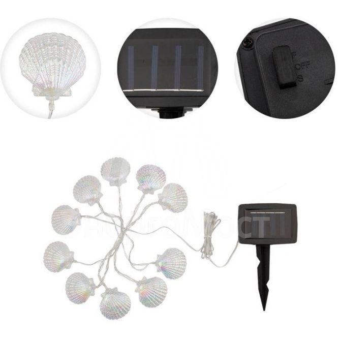 Светильник светодиодный Каскад Хранитель жемчужины 4м садовый с выносной солнечн. панелью 2м и аккумулятором холод. бел. Lamper 602-267