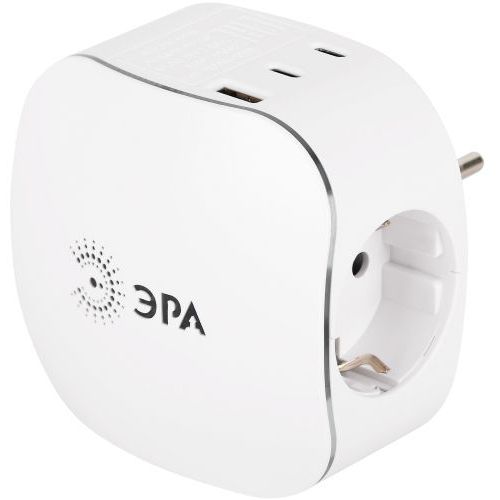 Разветвитель 3-м SP-3e-3USBAC-W + 3 USB A+C с заземл. со шторками 16А бел. Эра Б0069081