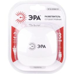 Разветвитель 3-м SP-3e-3USBAC-W + 3 USB A+C с заземл. со шторками 16А бел. Эра Б0069081