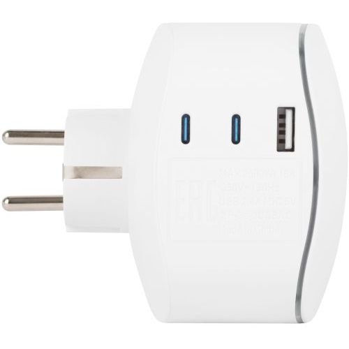 Разветвитель 3-м SP-3e-3USBAC-W + 3 USB A+C с заземл. со шторками 16А бел. Эра Б0069081