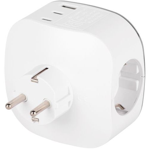 Разветвитель 3-м SP-3e-3USBAC-W + 3 USB A+C с заземл. со шторками 16А бел. Эра Б0069081