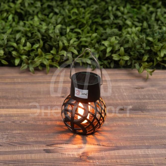 Светильник светодиодный садовый ERASF22-36 &amp;quot;Лампочка орнамент&amp;quot; 7см уличный подвесной на солнечн. батарее ЭРА Б0053385