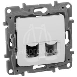 Механизм розетки комп. + телеф. 1-м СП Etika RJ11 + RJ45 CAT.5E UTP бел. Leg 672252