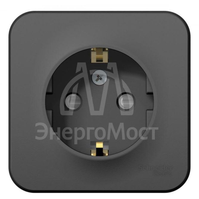 Розетка 1-м ОП BLANCA 16А 250В защ. шторки с заземл. изол. пласт. антрацит SchE BLNRA011116