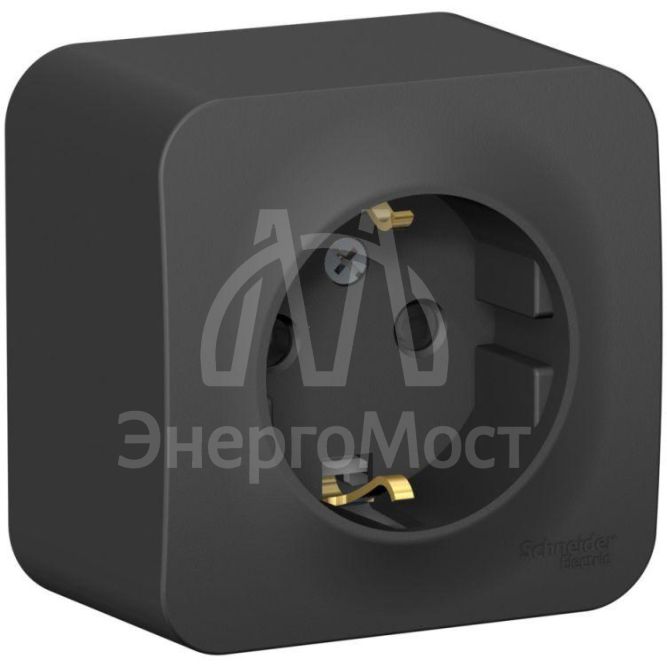 Розетка 1-м ОП BLANCA 16А 250В защ. шторки с заземл. изол. пласт. антрацит SchE BLNRA011116