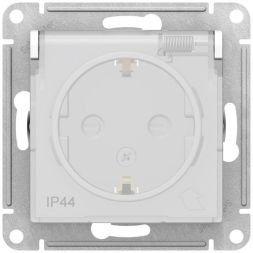 Механизм розетки 1-м СП AtlasDesign Aqua 16А IP44 с заземл. защ. шторки с защ. крышкой бел. SchE ATN440146