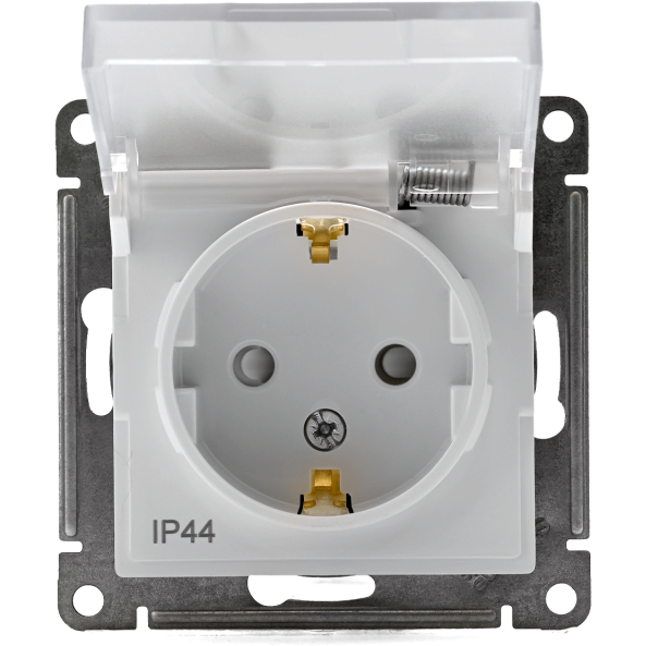 Механизм розетки 1-м СП AtlasDesign Aqua 16А IP44 с заземл. защ. шторки с защ. крышкой бел. SchE ATN440146