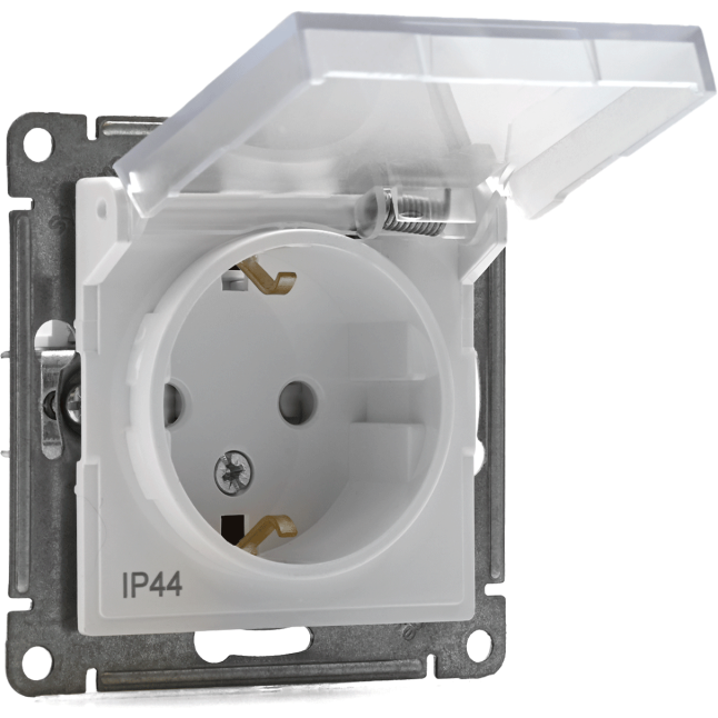 Механизм розетки 1-м СП AtlasDesign Aqua 16А IP44 с заземл. защ. шторки с защ. крышкой бел. SchE ATN440146