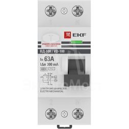 Выключатель дифференциального тока (УЗО) 2п 63А 300мА тип AC 6кА ВД-100 электромех. PROxima EKF elcb-2-6-63-300-em-pro