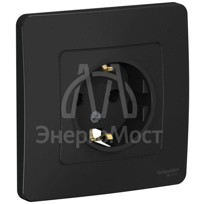 Розетка 1-м СП BLANCA 16А 250В без шторок с заземл. антрацит SchE BLNRS001016