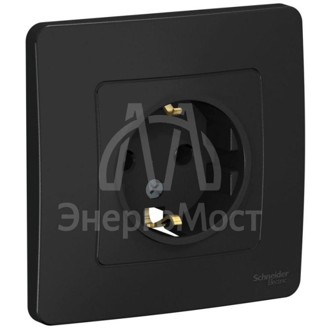 Розетка 1-м СП BLANCA 16А 250В без шторок с заземл. антрацит SchE BLNRS001016