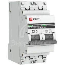 Выключатель автоматический модульный 2п C 10А 6кА ВА 47-63 DC PROxima EKF mcb4763-DC-2-10C-pro