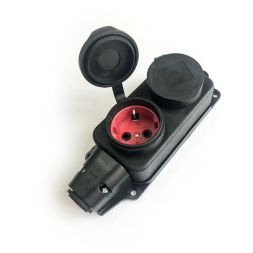 Колодка удлинителя 2-м 16А IP44 с заземл. каучук черн. КОСМОС KKsm-2g-Z-IP(B)16A