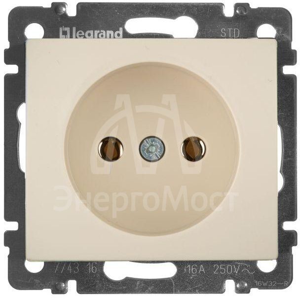 Механизм розетки 1-м СП Valena 16А IP21 без заземл. сл. кость Leg 774316