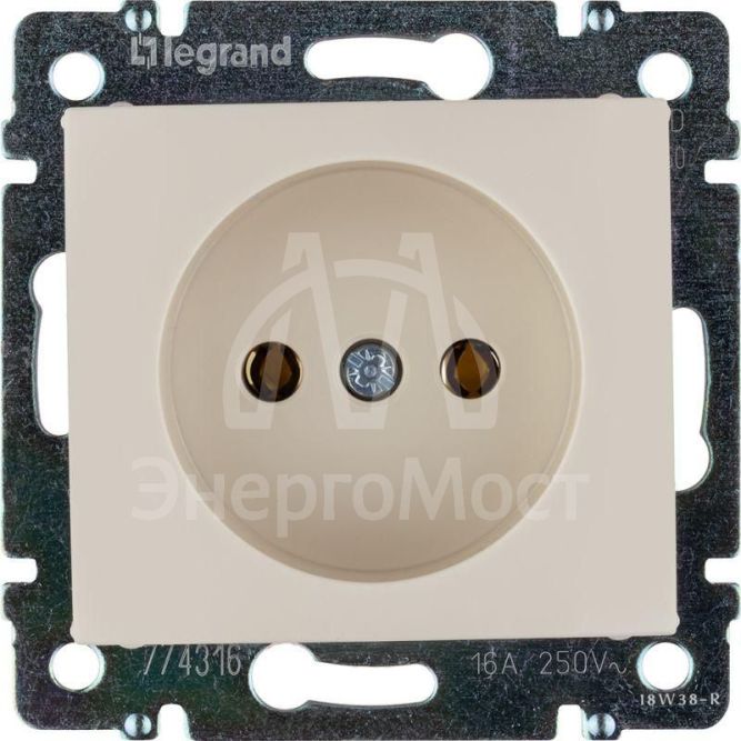 Механизм розетки 1-м СП Valena 16А IP21 без заземл. сл. кость Leg 774316