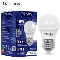 Лампа светодиодная 10Вт G45 4000К Е27 176-264В TOKOV ELECTRIC TKE-G45-E27-10-4K