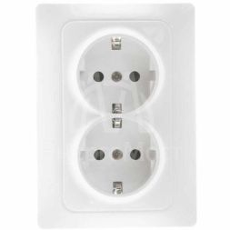 Розетка 2-м СП Bravo 16А 250В с заземл. защ. шторки механизм бел. GUSI С10Р6-001