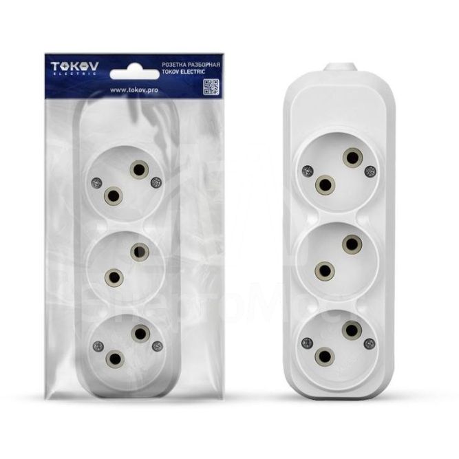 Колодка удлинителя 3-м 10А без заземл. АБС-пластик бел. TOKOV ELECTRIC TKE-C01-KU3