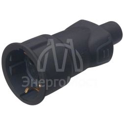Розетка штепсельная Helium 16А с заземл. резина черн. Leg 050197