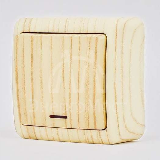 Выключатель 1-кл. 1п ОП Viola 10А IP20 с подсветкой беленый дуб LEZARD 751-5200-111