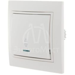 Выключатель проходной 1-кл. СП Мира 10А с подсветкой с бел. вставкой бел. LEZARD 701-0202-114