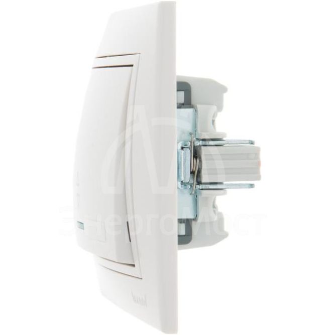 Выключатель проходной 1-кл. СП Мира 10А с подсветкой с бел. вставкой бел. LEZARD 701-0202-114