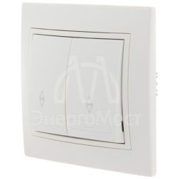 Выключатель проходной 2-кл. СП Мира 10А IP20 с бел.вставкой бел. LEZARD 701-0202-106