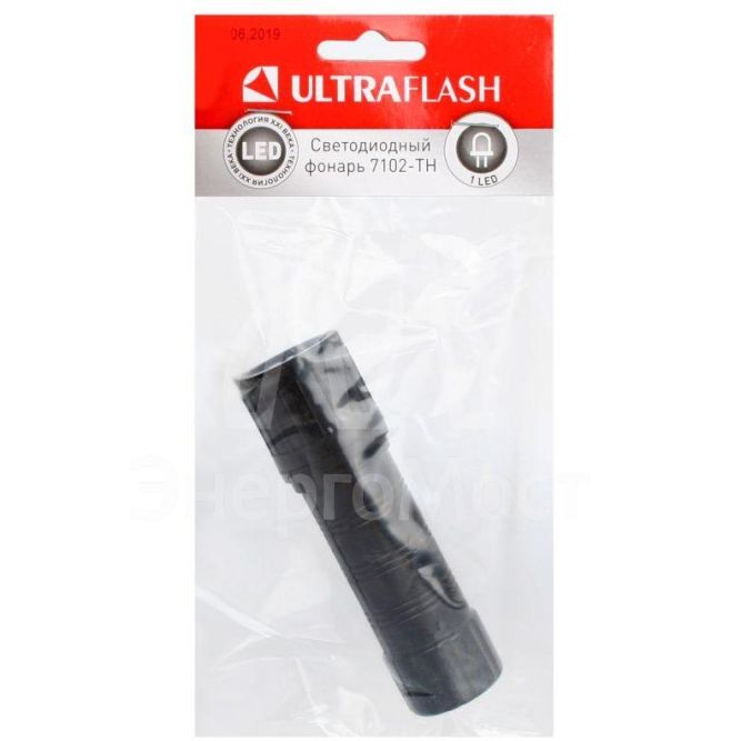 Фонарь 7102-ТН (черн. 1LED 1 реж 2XR03 ; блист-пакет) Ultraflash 11788