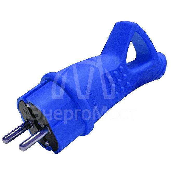 Вилка электрическая 1-м с ушком каучук син. Universal 3040