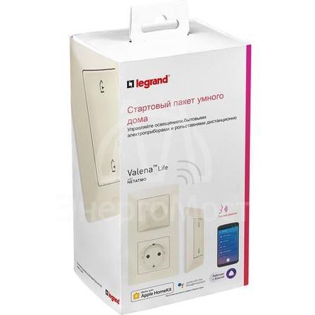 Пакет умный стартовый Valena Life (шлюз WiFi+розетка умн. 2К+З 16А 230В+главн. беспроводн. выкл. &amp;quot;Я дома/Я вне дома&amp;quot;) сл. кость Netatmo 752296
