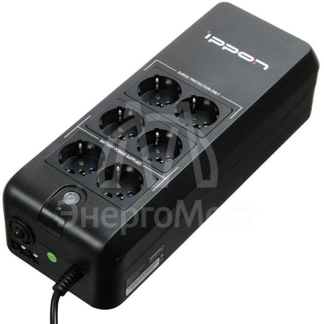 Источник бесперебойного питания Back Verso 600 300Вт 600В.А черн. IPPON 751617