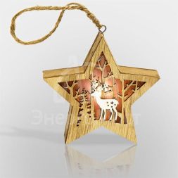 Фигура деревянная с подсветкой &amp;quot;Звездочка&amp;quot; 24х13х3.6см Neon-Night 504-022