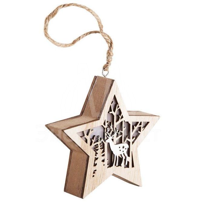 Фигура деревянная с подсветкой &amp;quot;Звездочка&amp;quot; 24х13х3.6см Neon-Night 504-022