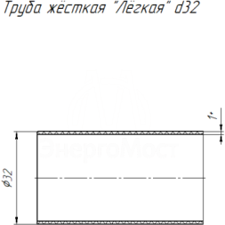 Труба гладкая ПВХ жесткая d32мм бел. (дл.3м) Промрукав PR05.0017