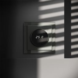 Терморегулятор электронный S70 с индикацией и датчиком для теплого пола механизм титан Voltum VLS070106