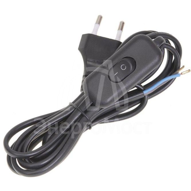 Шнур  для бра УШ-1КВ 2м с опрес. вилкой и выключателем 2х0.75 черн. IEK WUP20-02-K02