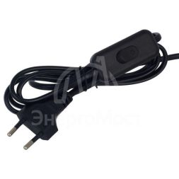 Шнур  для бра УШ-1КВ 2м с опрес. вилкой и выключателем 2х0.75 черн. IEK WUP20-02-K02