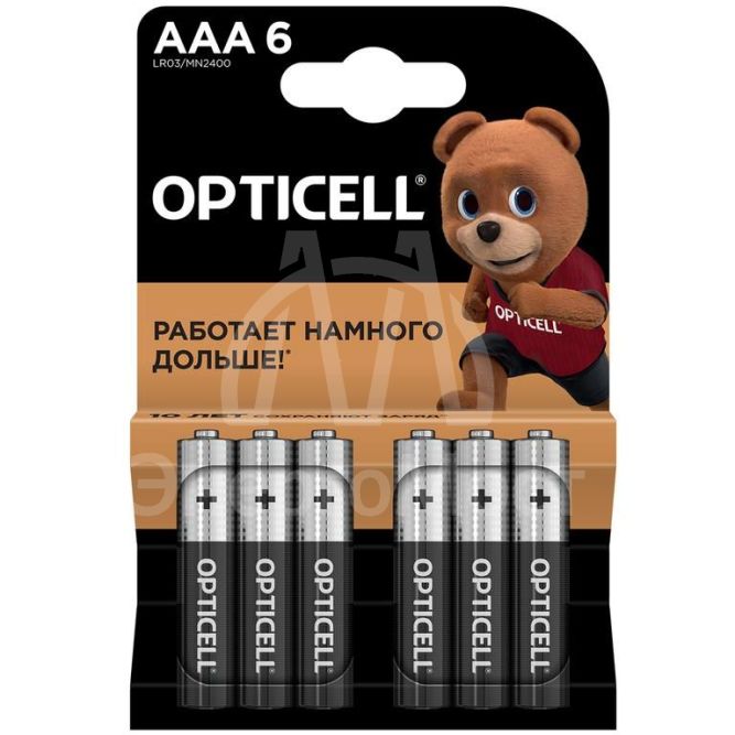 Элемент питания алкалиновый AAA/LR03 (блист. 6шт) Basic Opticell 5051007