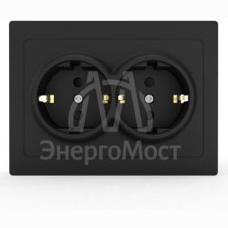 Розетка 2-м СП Pixel 16А IP20 с заземл. защ. шторки в сборе карбон TOKOV ELECTRIC TKE-PX-R2FZSF-C14